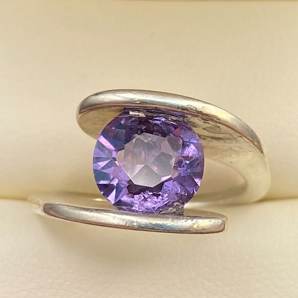Rare Blue Purple Topaz Sterling Silver Modernist Ring Sz. 8.75 - 7.4 gm 3 Carats - Picture 15 of 16